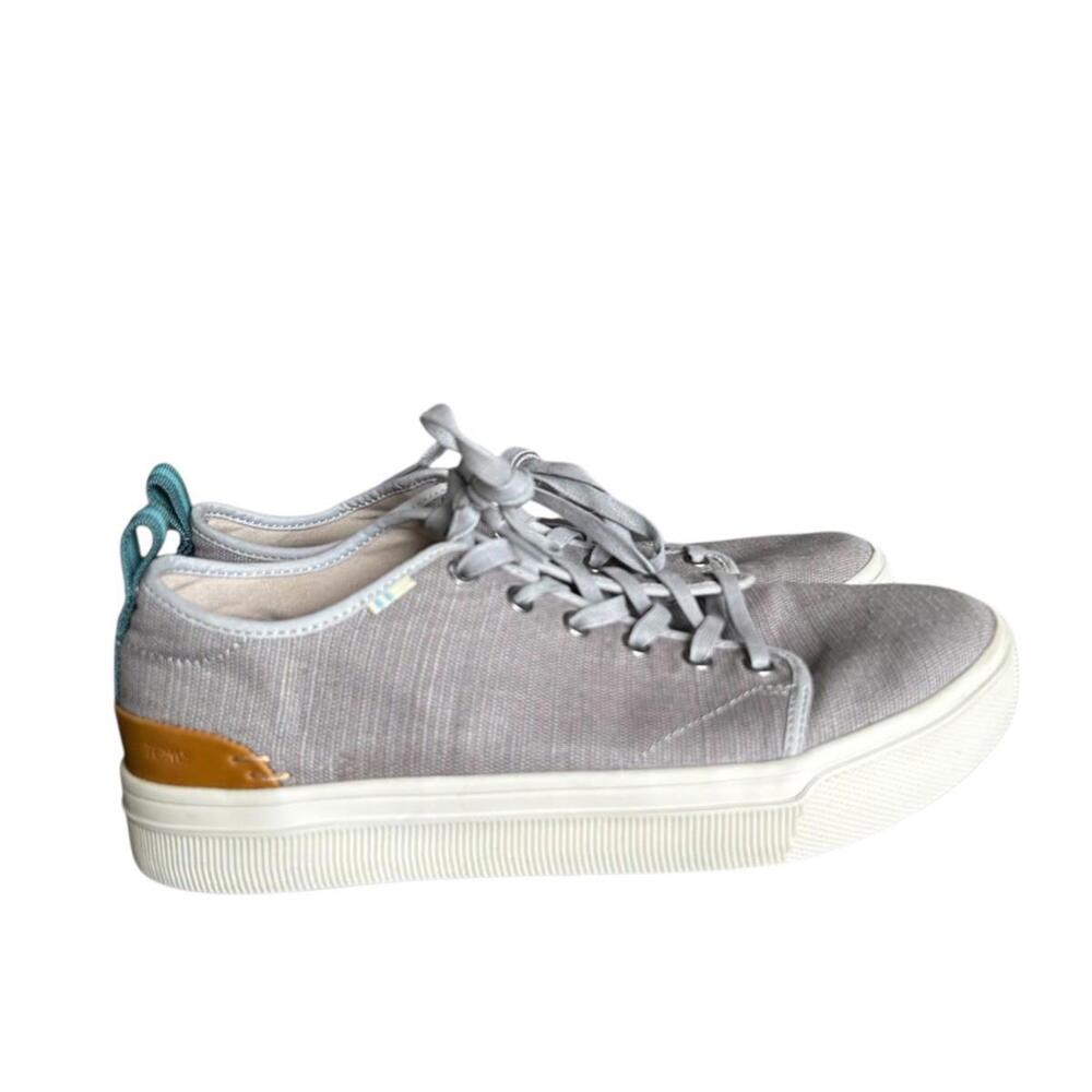 TOMS Mens Travel Lite Low Cut Grey Sneakers US Size 9M lace Up Preppy Academia